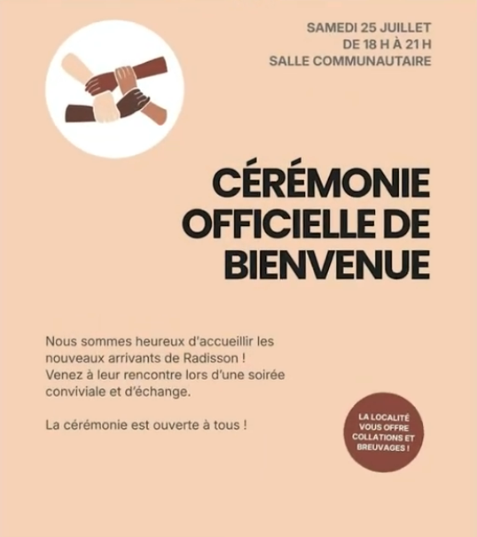 Succès de la cérémonie d’accueil à Radisson